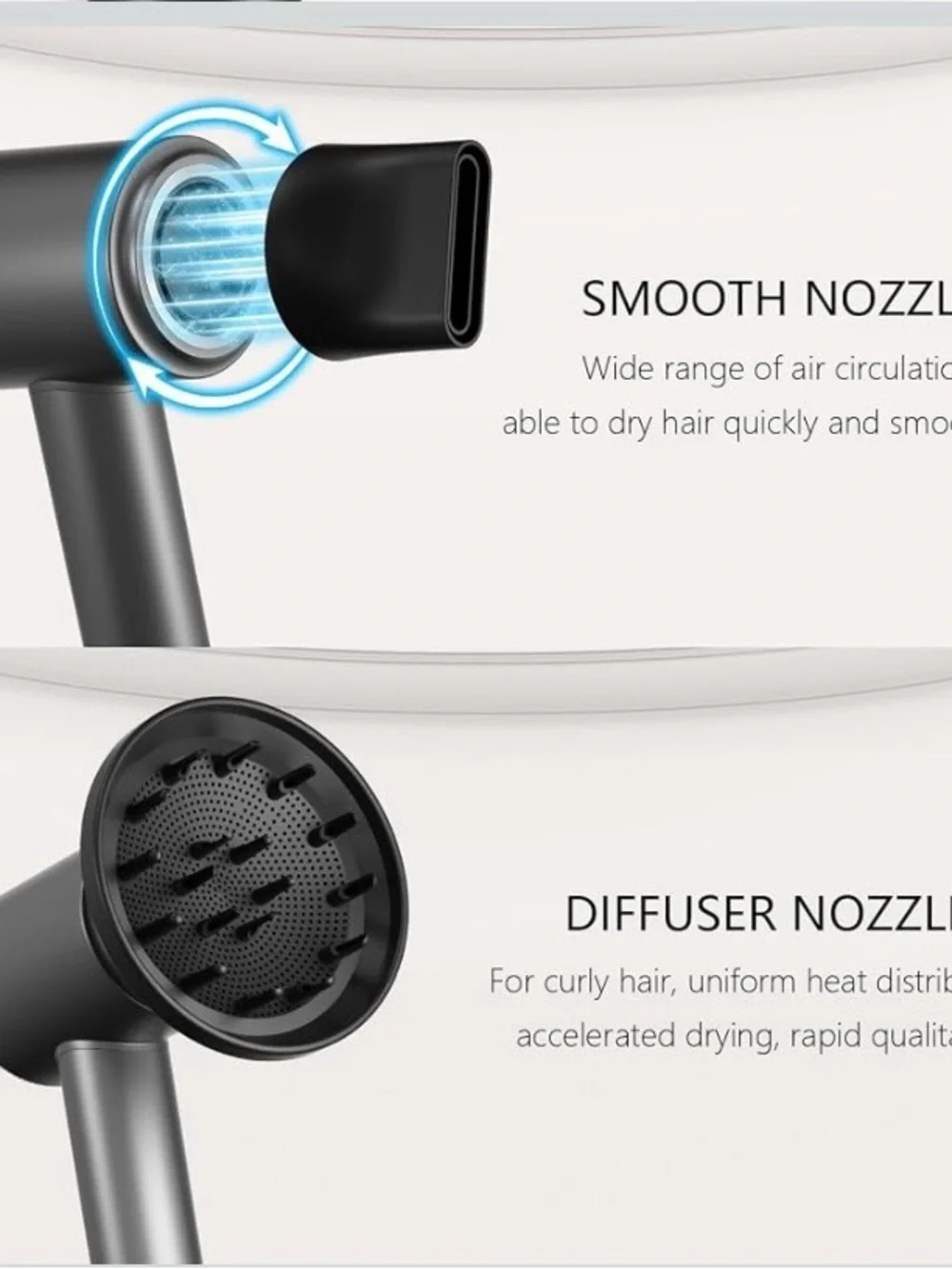 NEW High-Speed Ionic Hair Dryer with Magnetic Diffuser – Fast Drying, Low Noise